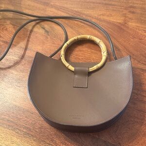 Abbott Vintage Leather Handbag with Bamboo Handle